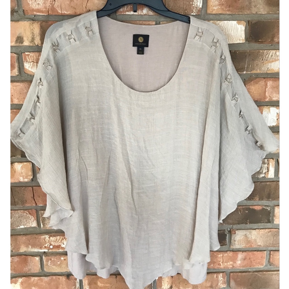 JM Collection Women’s Tan Overlay Top XXL